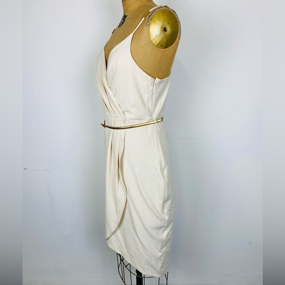 Ark & Co Cocktail Dress with Gold Accents, Large, Cream Mini Dress with Belt - Picture 4 of 16